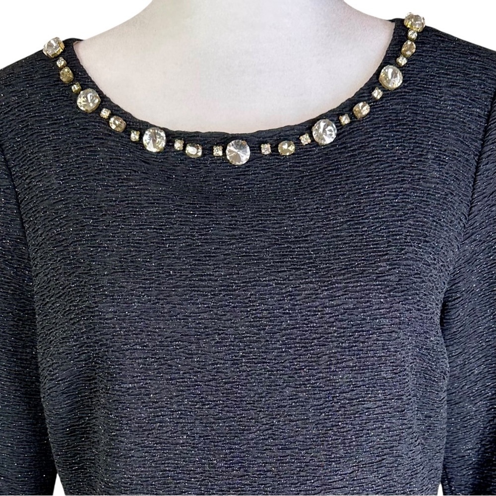 Eliza J Bejeweled Top with 3/4 Sleeves Size 8 - Picture 3 of 11